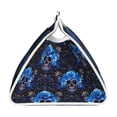 thumbnail image 3 of Lsque cool blue flower Skull Printed Long Tissue Box Cover Holder, Facial Paper Organizer Dispenser,Triangle with Bottom Belt, PVC Leather Decorative Organizer, 3 of 9