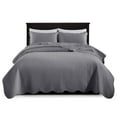 thumbnail image 3 of IR Imperial Rooms 3-Piece Quilt Set, Chevron Pattern Microfiber Soft Embossed Bedspread with 2 Pillow Shams, Queen, Gray, 3 of 11