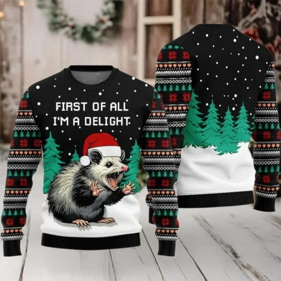 2025 I Am A Delight Opossum Christmas Sweater