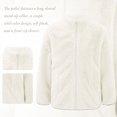 thumbnail image 5 of Alvivi Kids Girls Fleece Jacket Coat Full-Zip Turtleneck Tops with Pocket Fall Winter Outerwear Beige 9-10, 5 of 6