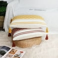thumbnail image 5 of Boho Lumbar Pillow Cover with Tassels, 12x20 Inches, Mustard Yellow/Cream | Decorative Rectangular Cushion Cover for Living room Couch, Sofa, Chair | Farmhouse Woven Pillow Case, 5 of 9