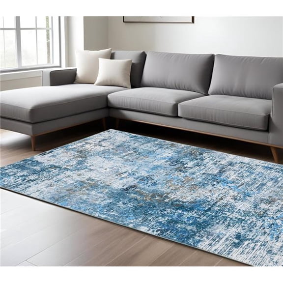 HomeRoots 574992 8 x 10 ft. Abstract Distressed Rectangle Area Rug, Ivory