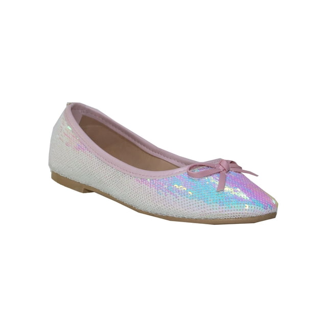 FLAT BALERINA CASUAL VESTIR LEON LENTEJUELAS MORADO 120 LEON 120-p