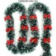 thumbnail image 3 of Cinta decorativa con flecos verde oscuro y blanco | Guirnalda navideña de 10 metros con lazos | Decoración reutilizable para barandillas de escaleras, fiestas y centros comerciales, 3 of 5