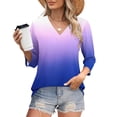 thumbnail image 2 of Yuyuzo Hauts 3/4 pour Femmes T-Shirts à Col Rond à Blocs de Couleur Haut d'Été T-Shirts Amples, 2 of 7