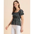 thumbnail image 5 of Moomaya Womens Printed Smocked Top, Puff Elbow Sleeves, Square Neck Top, 5 of 8