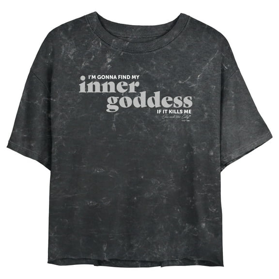 Junior's Sex and the City Find Inner Goddess If It Kills Me Crop Graphic Tee Black X Large