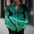 thumbnail image 2 of BiZtdJrK Men's Button Down Shirts Long Sleeve Casual Lightweight Summer Tops Gradient Graphic Lapel Hawaiian Shirt, Green, XXL, 2 of 6