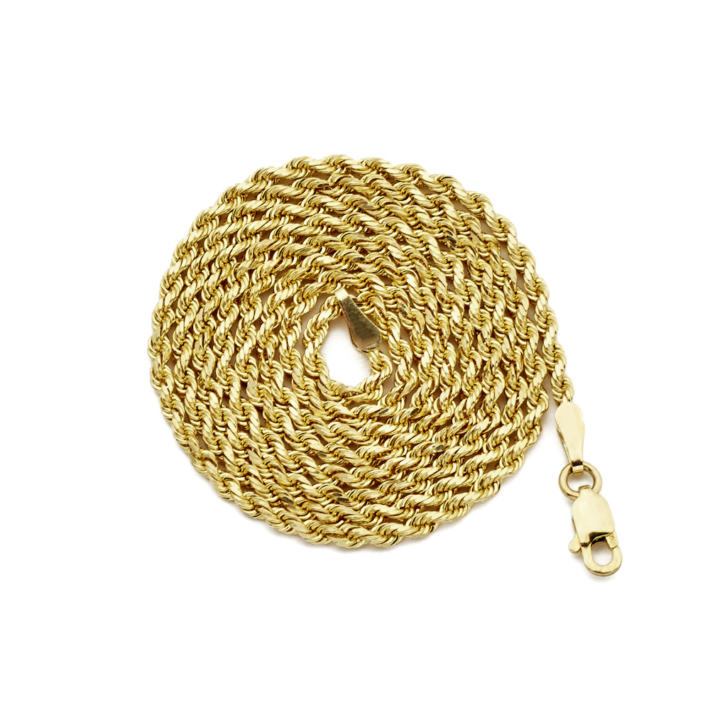10K Yellow Gold Solid Diamond Cut Rope 