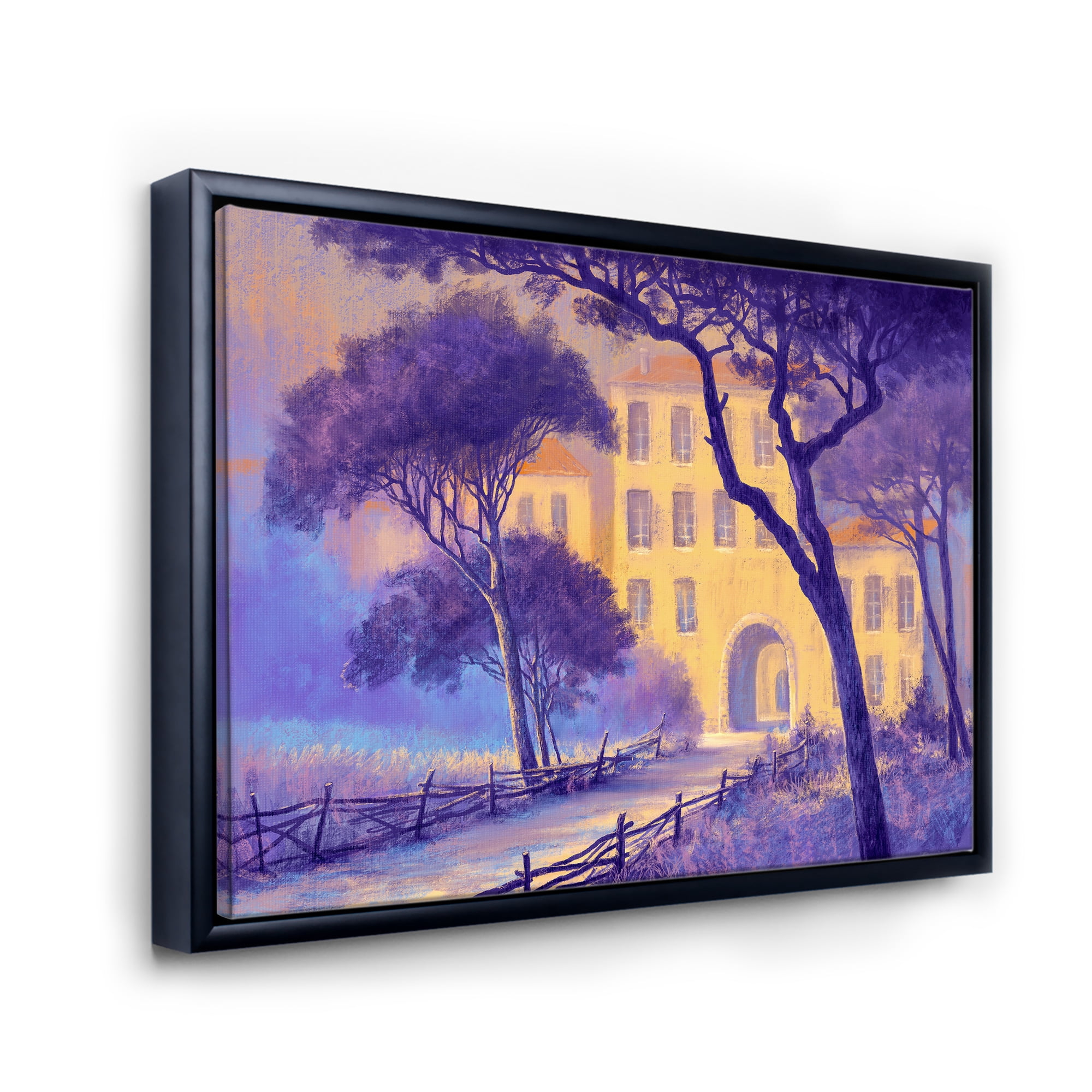 Designart 'Street Landscape OF Footpath & Trees In A City' Traditional Framed Canvas Wall Art Print