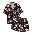 thumbnail image 3 of CAIVO Girls Christmas Printed 2 Piece Pajama Sets Lapel Short Sleeve Button Down Shirt With Shorts Children Kids Homewear Loungewear, 3 of 4