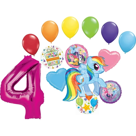 My Little Pony 4th Birthday Party Supplies Adventure and Friendship Forever Balloon Bouquet Decorations