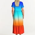 thumbnail image 7 of Penkiiy Women Gradient Print Short Sleeve Dress Loose Plain Casual Summer Flowy Tiered Long Maxi Dresses with Pockets 2XL Multicolor, 7 of 7