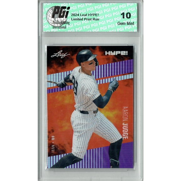 Collectible Aaron Judge Rare Trading Card New York Pro Baseball Trading Card 2024 Leaf HYPE! Metal #HM-19 Purple Only 15 Made PGI 10