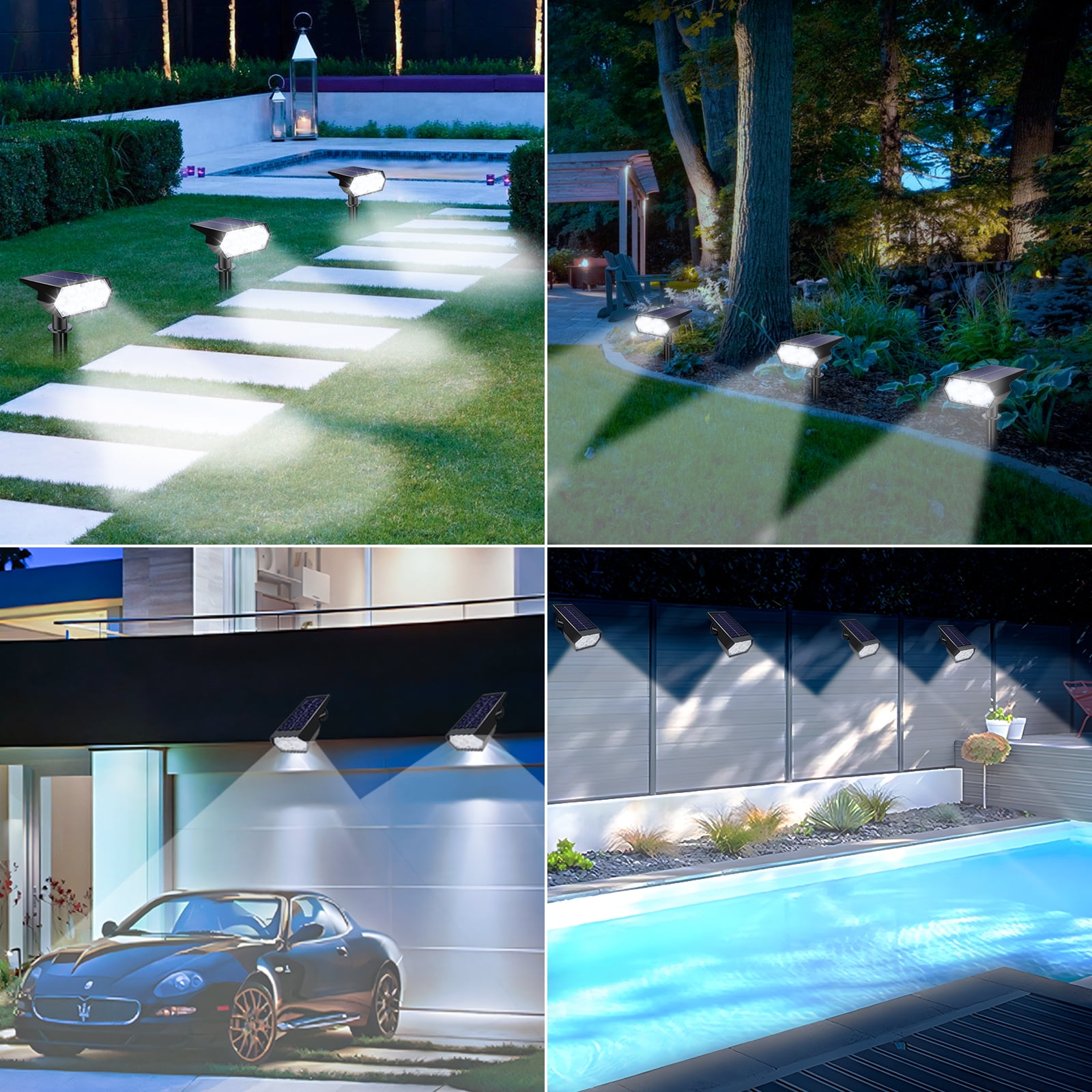 Toodour Solar Lights Outdoor, 4 Pack 49 LED Super Bright Solar Spot Lights with 2 Lighting Mode, Waterproof Solar Powered Landscape Spotlights for Garden Yard Patio Walkway Outdoor Decor, White