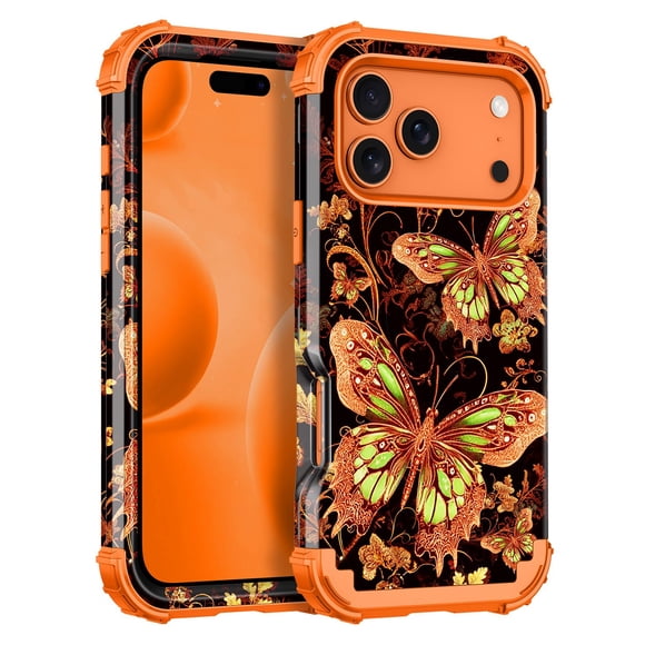 Funda Miqala para iPhone 17 Pro con diseño luminoso naranja que brilla en la oscuridad