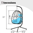 thumbnail image 6 of Outdoor Egg Chair, Patio Wicker Egg Chair Hanging Basket Chair, All-Weather Rattan Swing Chair with Stand and Removable Cushion, Indoor Outdoor Hammock Egg Chair for Kids Teens Adults, Holds 265lbs, 6 of 8
