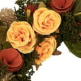 thumbnail image 5 of Northlight 12.5" Unlit Peach/Yellow Flowers with Moss and Twig Artificial Floral Spring Wreath, 5 of 9
