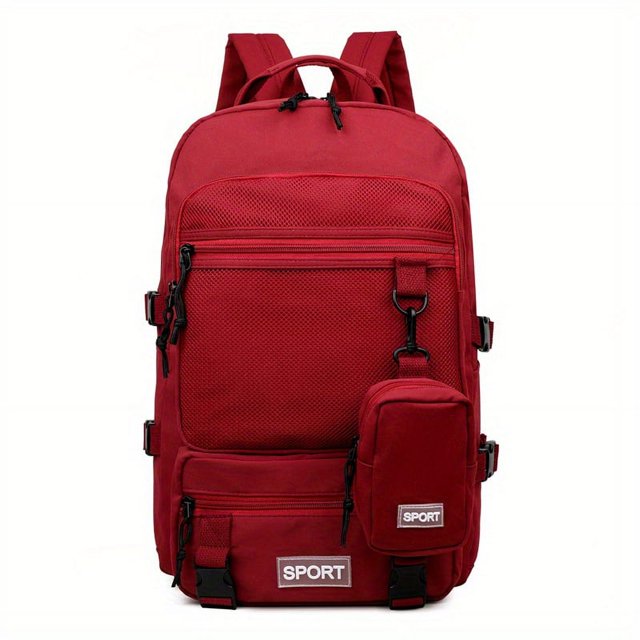 Multi Functional Travel Backpack, Large Capacity Laptop Schoolbag, Casual Mesh Outdoor Hiking Bag With Coin Purse