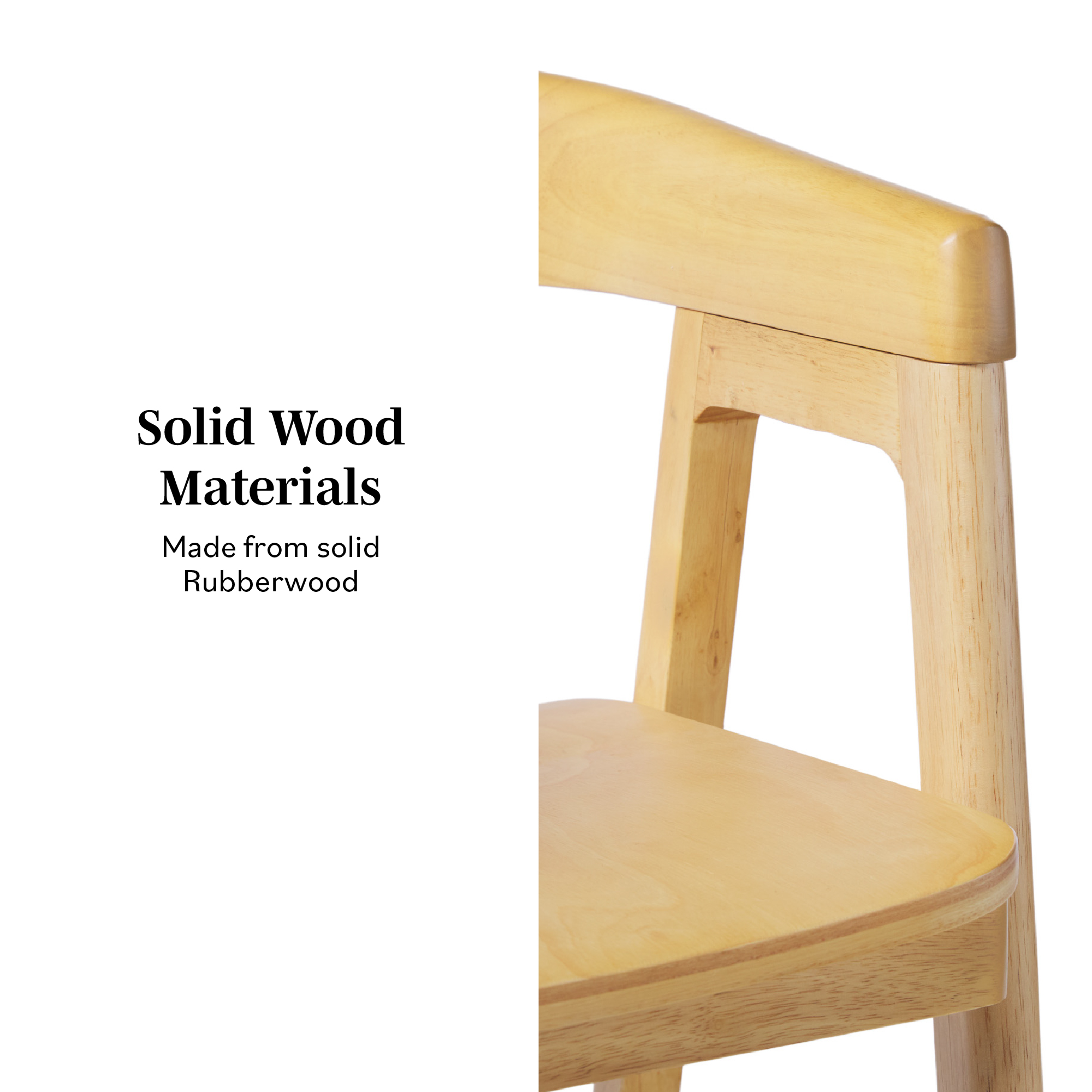 Walker Edison Modern Solid Wood Rounded Back Counter Stool, Natural
