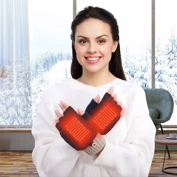 Heating&warming Women USB Heated Mitten Full&Half Finger Winter Knit Hand Gloves for Thermostatic Warmth and Comfort