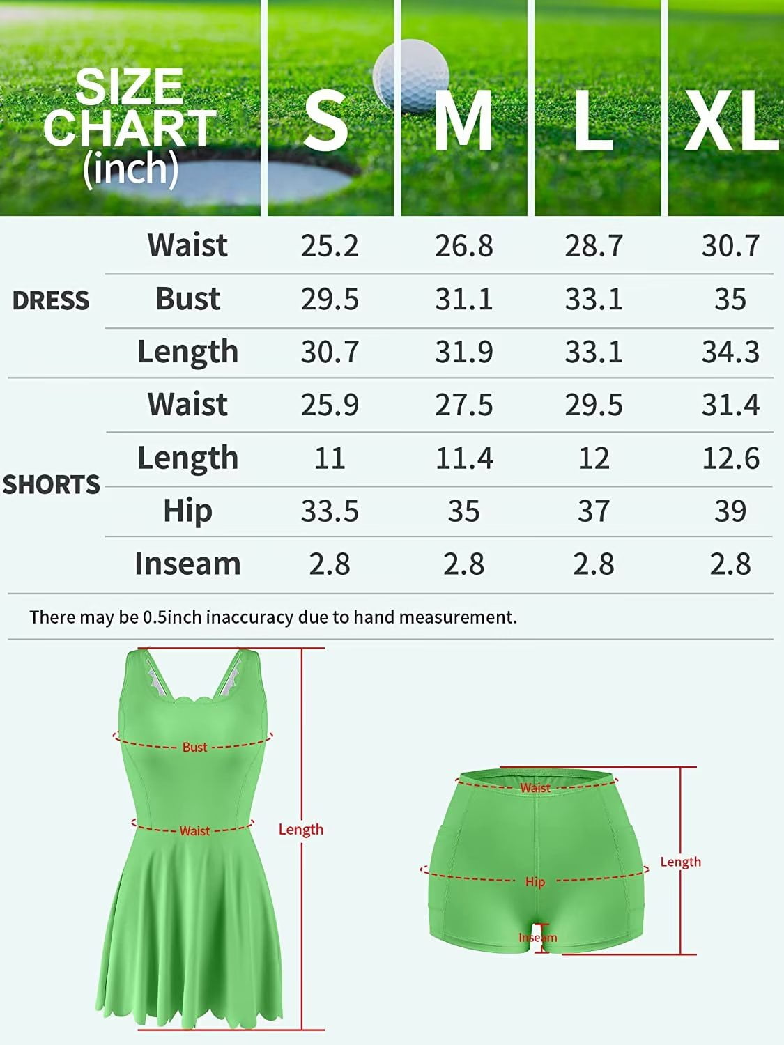 Charmo Womens Scallped Trim Tennise Dress Workout Athletic Golf Dresses with Shorts and Pockets