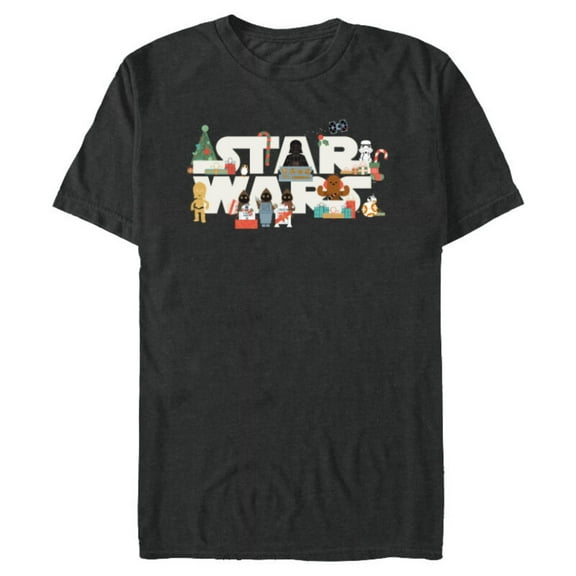 Star Wars Logo with Vader Funny Holiday Characters Christmas - Short Sleeve Blended T-Shirt for Adults - Customized-Dark Heather