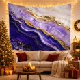 thumbnail image 3 of Indigo Agate Bands Into Cream and Gold Clouds, Serene Abstract for Decor Enthusiasts, Mineral Art, Housewarming Gift, Tapestry Wall Hanging for Bedroom and Living Room, 3 of 7
