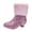 Pink, variant on Kids Girls High Heel Boots Sparkly Sequin Mid-Calf Boots Winter Warm Faux Fur Trim Princess Party Shoes for Toddlers