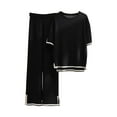 thumbnail image 2 of Jacenvly Summer Savings Loose Women Summer Pants Printing Half Sleeved Shirt Casual Two Piece Suit Plain Round Neck Comfortable Plus Size Womens Clothes Black, 2 of 3
