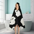 thumbnail image 6 of Black Halloween Ghost Silhouettes Hooded Bath Towel，50"x30" for Ages 3 To 12 Kids, Quick Dry Lightweight Soft Microfiber Hood Beach Towel Cover Up for Kids, 6 of 7