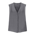 thumbnail image 6 of Staron Summer Women's Casual Linen Shirt V-Neck Short Sleeve Loose Blouse Vintage Fashion Button Down Top, Gray M, 6 of 6