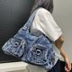 thumbnail image 2 of Bolso de mano LinDeJuan de mezclilla lavada de moda con degradado desgastado, 2 of 4