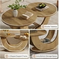 thumbnail image 6 of Tribesigns Round Coffee Table, 2-Tier Farmhouse Coffee Table with U-Shaped Frame for Home, Apartment, Natural, 6 of 7