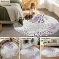 thumbnail image 6 of Purple Grey Chrysanthemum Round Rugs 7ft, Farmhouse Botanical Floral Modern Non Slip Washable Rug Runner, Low Pile Indoor Floor Carpet Mat Bathroom Rugs for Living Room, Bedroom, Kids Room, 6 of 9
