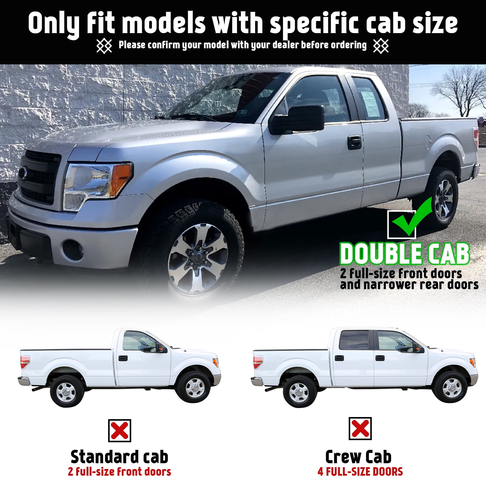 TPA 6" Running Boards Side Step Nerf Bar Fit for 2009-2014 Ford F150 Super Cab 6 inch Black Aluminum Alloy