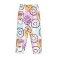 thumbnail image 5 of Disketp Donuts And Coffee Print Women'S Comfy Pajama Pants Casual Drawstring Palazzo Lounge Wide Leg Pants, 5 of 9