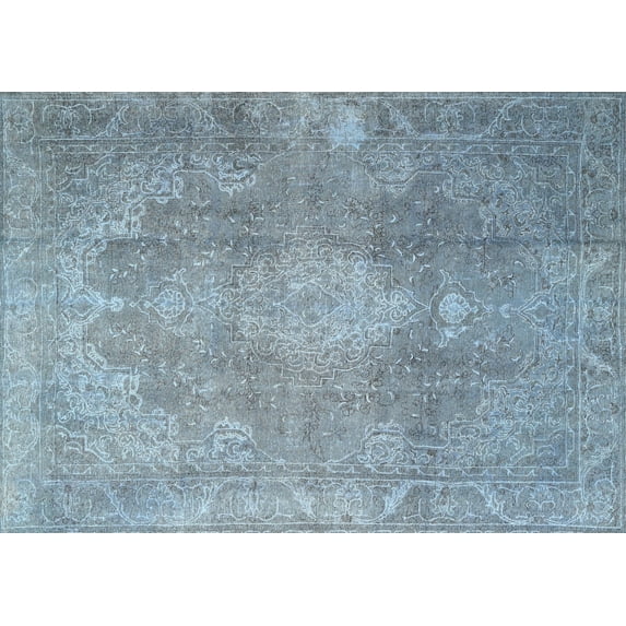 Ahgly Company Indoor Rectangle Contemporary Slate Blue Grey Persian Area Rugs, 3' x 5'
