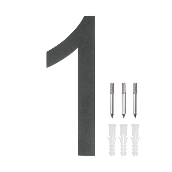 Uxcell 8 Inch 304 Stainless Steel Floating House Numbers, Modern House Number 1 With Nail Kit for Outside [Black]