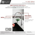 thumbnail image 3 of Stylish Siena 17 ¾" Ht Single Handle Polished Chrome Pull Down Kitchen Faucet K-135C, 3 of 14