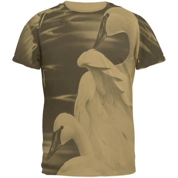 Enchanted Swans of Winter Mens T Shirt Tan SM