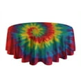 thumbnail image 5 of Colorful Tie Dye Pattern Round Tablecloth 60"x60",Wrinkle Wipeable Table Cloth for Kitchen Dining Room Picnic Patio Party, 5 of 6