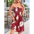 thumbnail image 2 of Summer Dresses for Women Beach Cover Ups Strapless Boho Floral Print Sundress Red M, 2 of 7