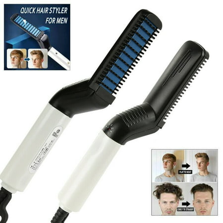 Men's Multifunctional Hair Styler Comb Hair Straightener Curler 2 in 1 Electric Hair Styler Comb for Beard Hair Straightener and  Curler US