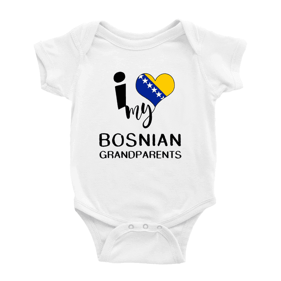 I Heart My Bosnian Grandparents Bosnia and Herzegovina Love Flag Baby Clothes (White, 18-24 Months)