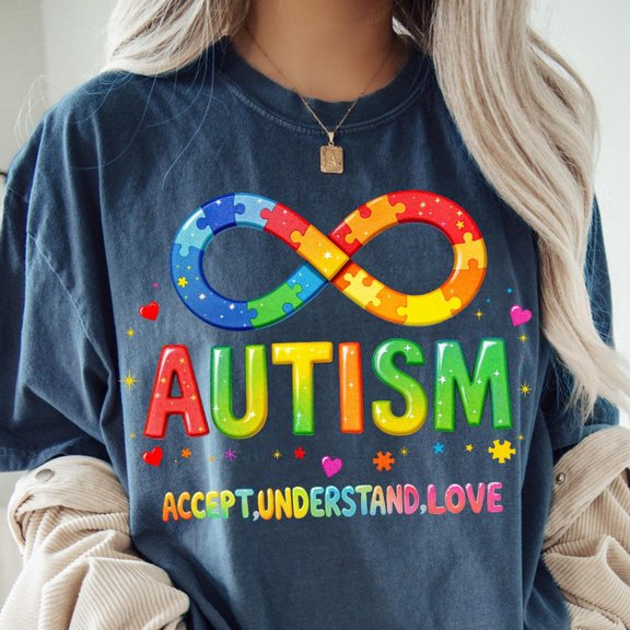 Autism Awareness T-Shirt, Accept Understand Love Design, Puzzle Infinity Print Shirt