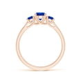 thumbnail image 2 of ANGARA Natural Classic Round Sapphire Three Stone Ring in 14K Rose Gold for Women (Size-5mm) | September Birthstone, Birthday, Anniversary, Jewelry Gift for Women | Natural Blue Sapphire Ring, 2 of 9