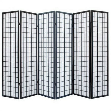 ALEKO 6PRD01 Oriental-Style Wood and Rice Paper 6-Panel Screen Privacy Room Divider, 105.5"W x 69"H