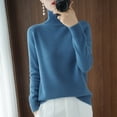 thumbnail image 3 of Suéter básico de cuello alto de lana merino, suéter de cachemira informal, cómodo, otoño e invierno, ropa de mujer con mangas raglán, 3 of 5