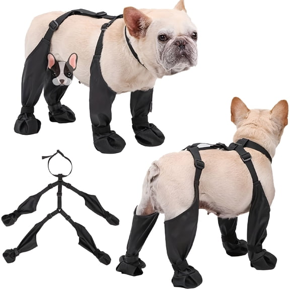 GASTROPOD Medium Small Adjustable Dog Suspenders Boots - Waterproof Anti-Slip Snow-Ready Paw Protectors with Assisting Straps and Breathable Nylon Knit Fabric - Perfect for Winter Walks